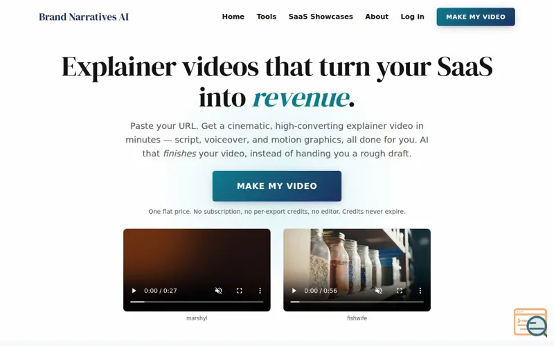 Screenshot of Explainer Video Maker for SaaS & Startups | Brand Narratives AI