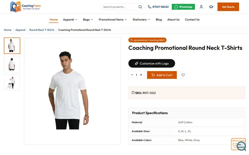 Screenshot of Shirts, a launch using TradeIndia