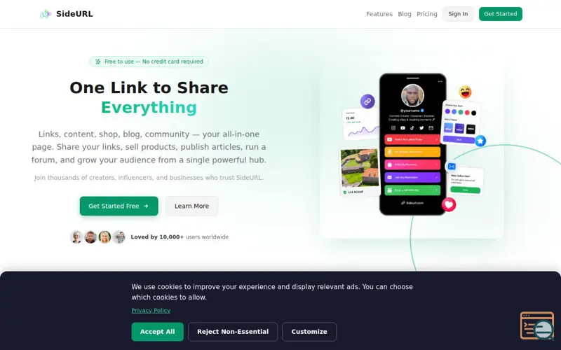 Screenshot of SideURL, a launch using Dailymotion