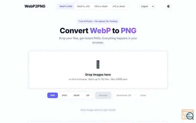 Screenshot of WebP2PNG