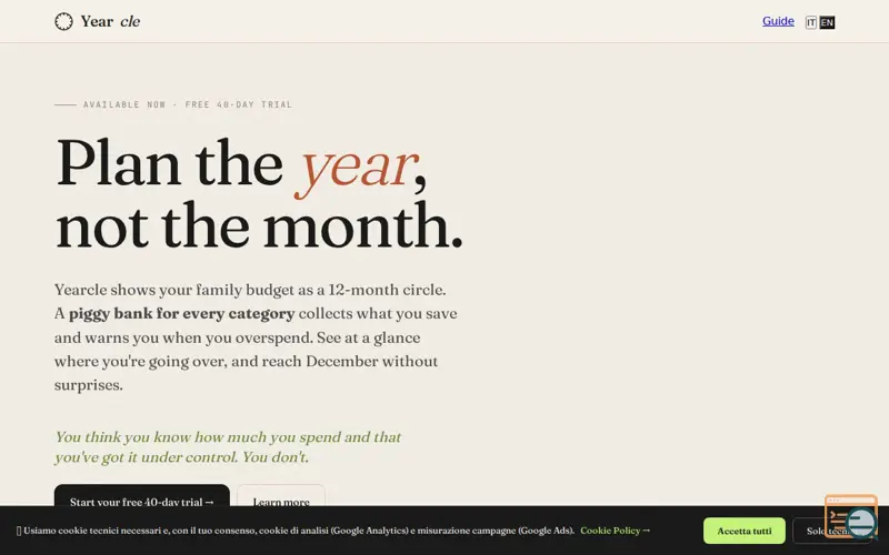 Screenshot of Yearcle — Family budgeting at a glance