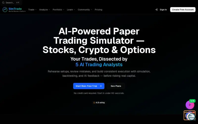 Screenshot of SimTrade, a launch using Alpha Vantage