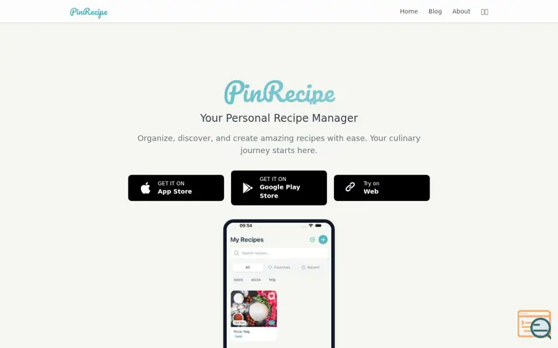 Screenshot of PinRecipe
