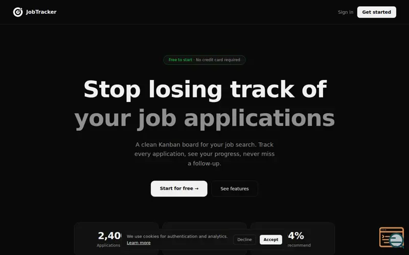 Screenshot of JobTracker
