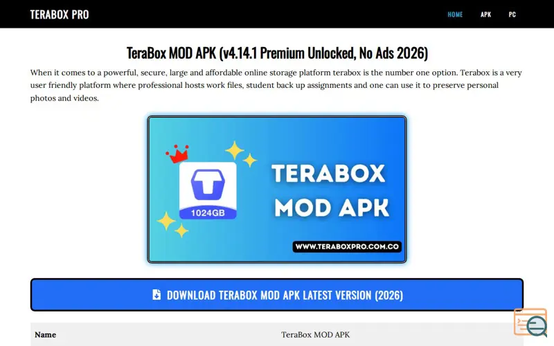 Screenshot of terabox pro