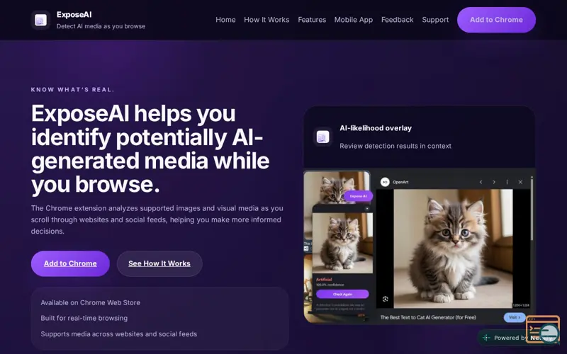 Screenshot of Expose AI: Is it real, or AI?