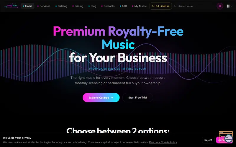 Screenshot of Sonify Music - Full Buyout Audio Tracks