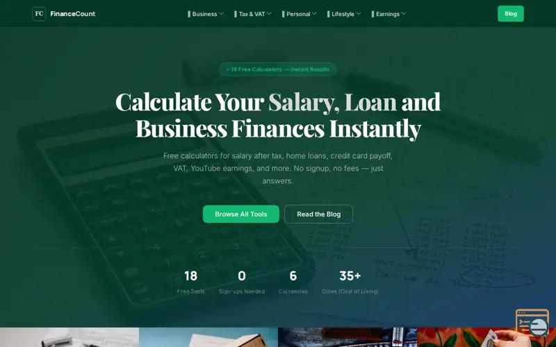 Screenshot of FinanceCount