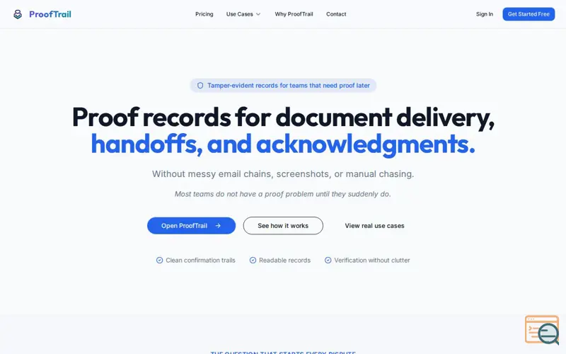 Screenshot of ProofTrail™