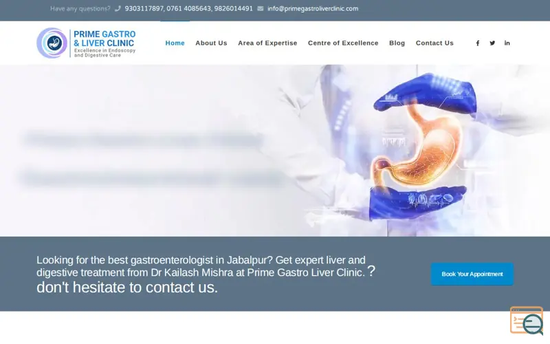 Screenshot of Prime Gastro Liver Clinic Jablpur, a launch using WPBakery Page Builder
