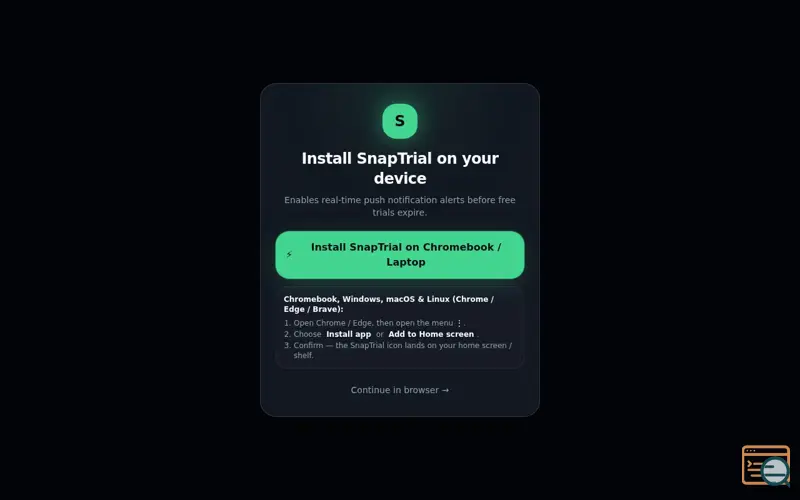 Screenshot of SnapTrial — Never get burned by an auto-renewal again