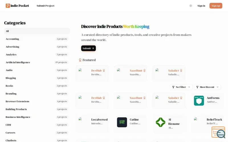 Screenshot of Indie Pocket - Indie Pocket is a platform to discover and upvote the best tech products. Find top products launching daily.