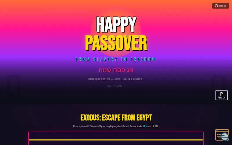 Screenshot of Happy Passover