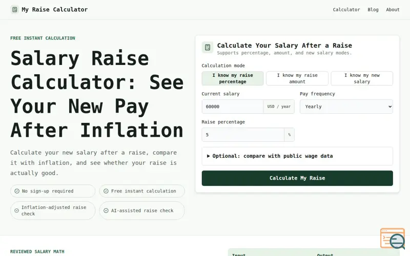 Screenshot of My Raise Calculator
