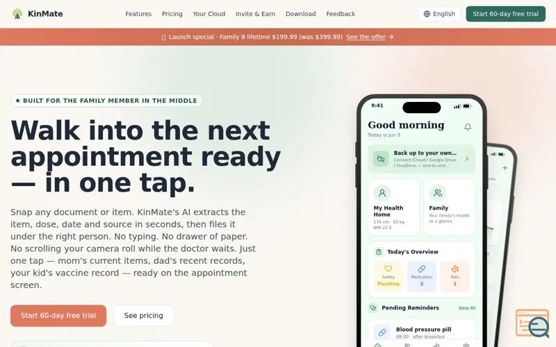 Screenshot of KinMate