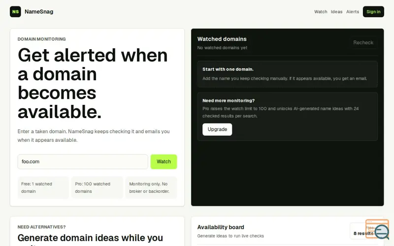Screenshot of NameSnag