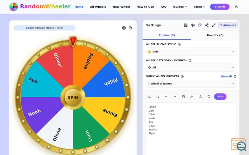 Screenshot of Random Wheeler