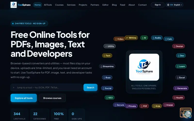Screenshot of ToolSphare