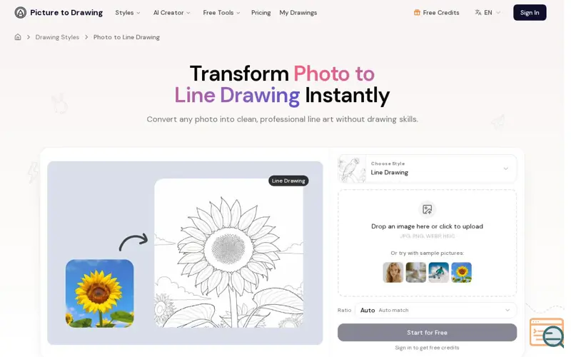 Screenshot of Picture to Drawing AI