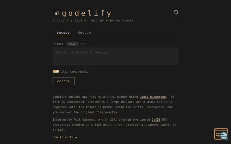 Screenshot of Gödelify