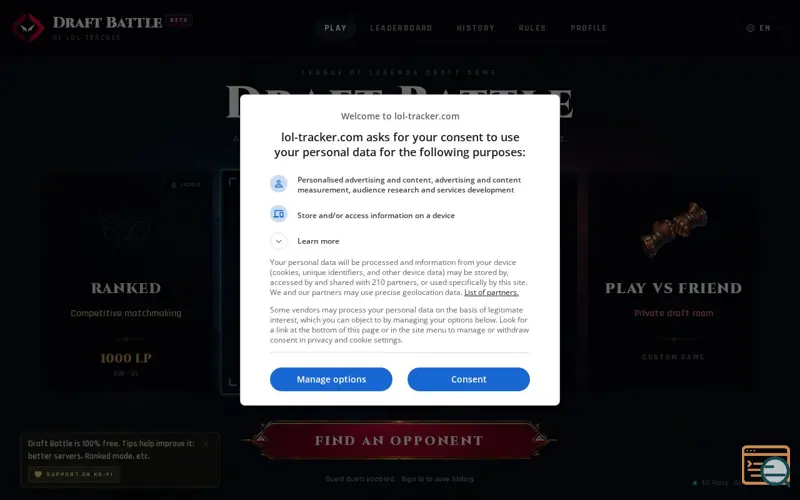 Screenshot of Draft Battle