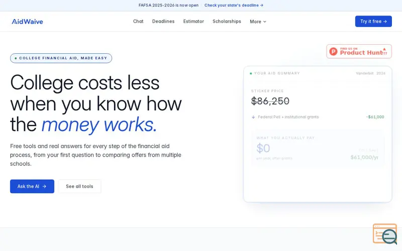 Screenshot of AidWaive