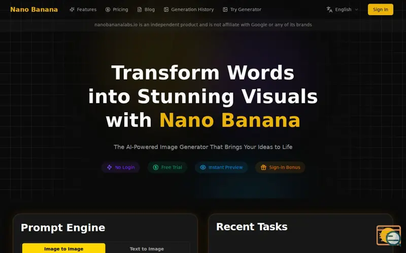 Screenshot of Nano Banana Labs