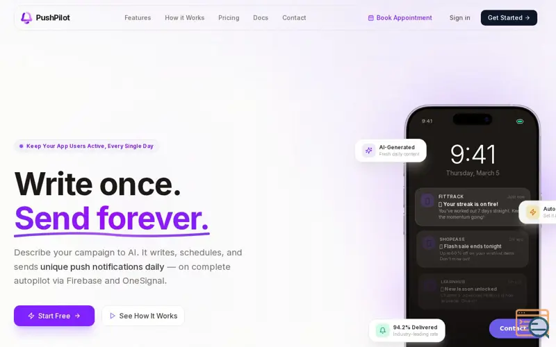 Screenshot of PushPilot