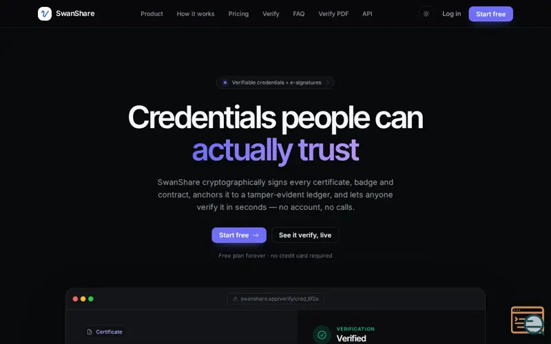 Screenshot of SwanShare