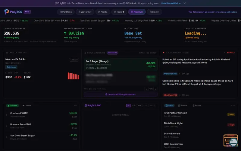 Screenshot of PolyTCG - TCG Card Market Data, a launch using Impact