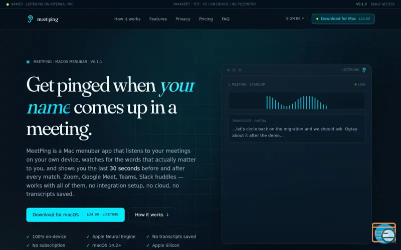Screenshot of MeetPing