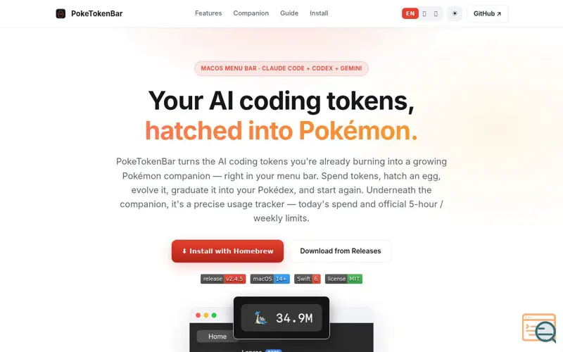 Screenshot of PokeTokenBar