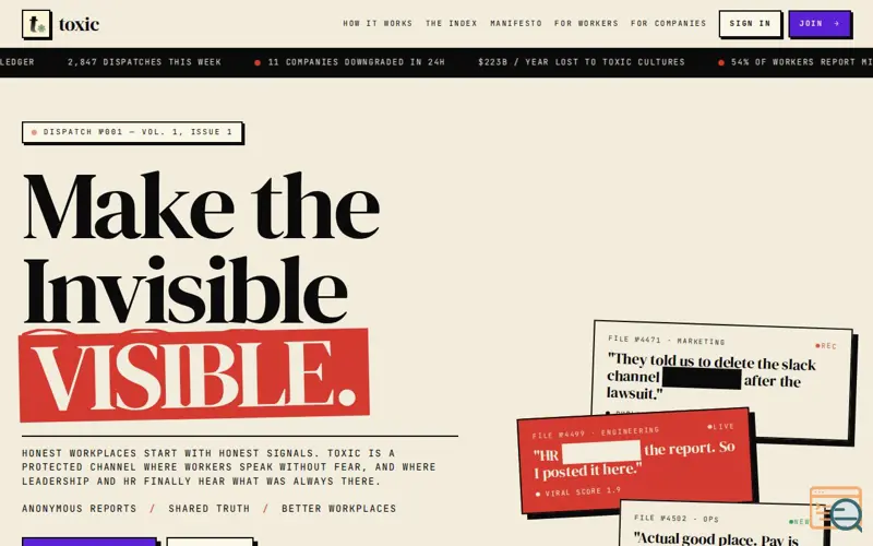 Screenshot of TOXIC — Make the Invisible Visible