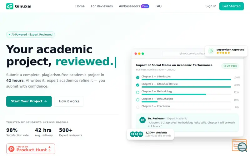 Screenshot of Ginuxai, a launch using HostNS Email