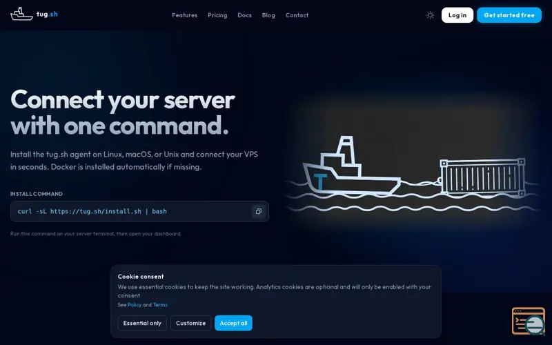 Screenshot of tug.sh
