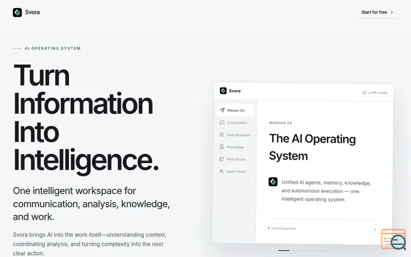 Screenshot of Svora AI