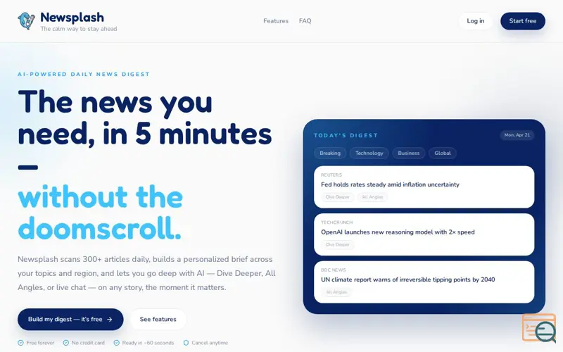 Screenshot of Newsplash