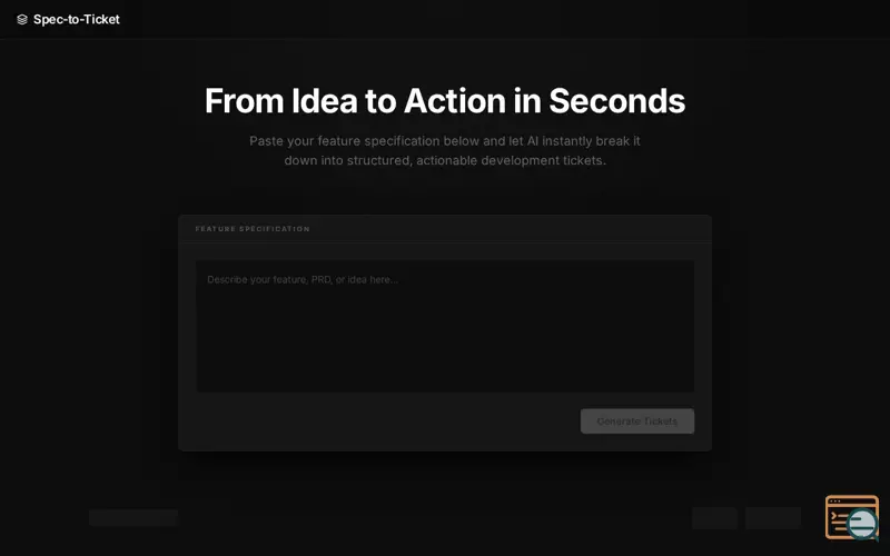 Screenshot of Spec-to-Ticket