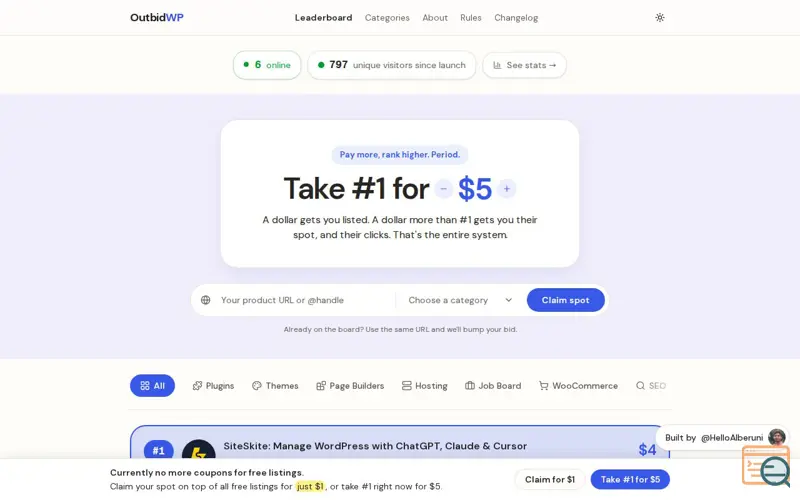 Screenshot of OutbidWP
