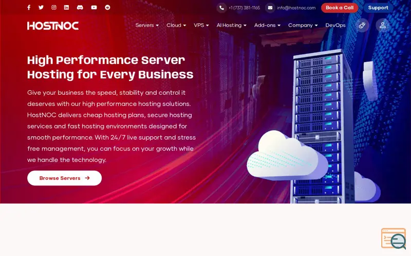 Screenshot of Hostnoc, a launch using Reddit Ads