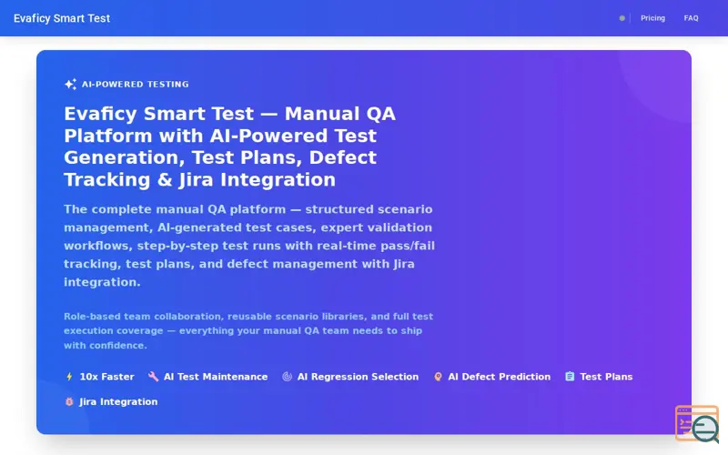 Screenshot of Evaficy Smart Test