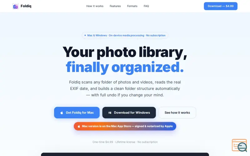 Screenshot of Foldiq — Photo & Video Organizer for Mac & Windows