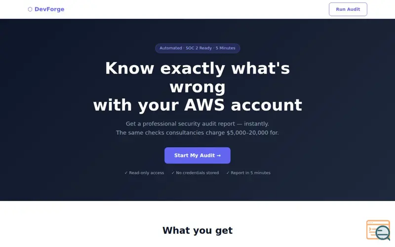 Screenshot of DevForge Audit
