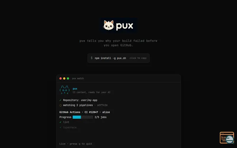 Screenshot of pux.sh