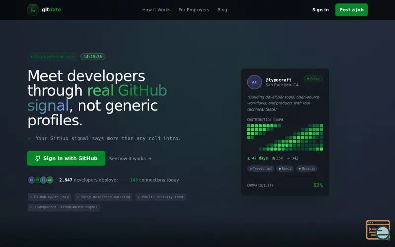 Screenshot of GitDate