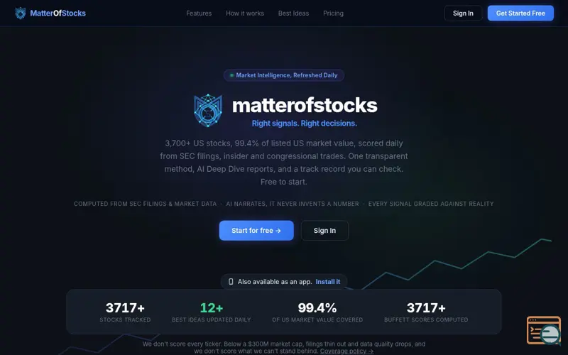 Screenshot of Matterofstocks