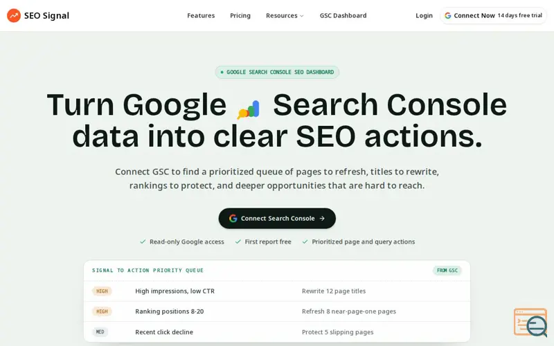 Screenshot of SEO Signal