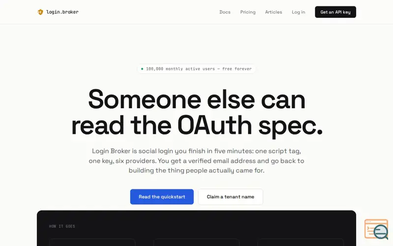 Screenshot of Login Broker, a launch using Directree