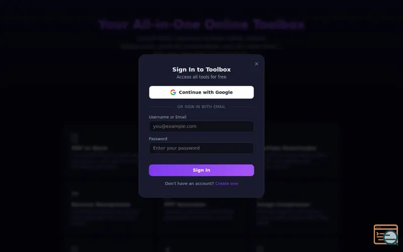 Screenshot of ToolBox