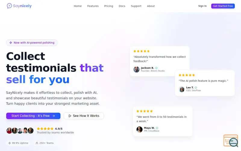 Screenshot of SayNicely